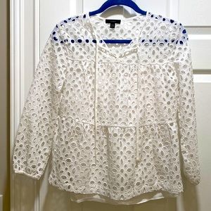 JCrew white eyelet blouse top